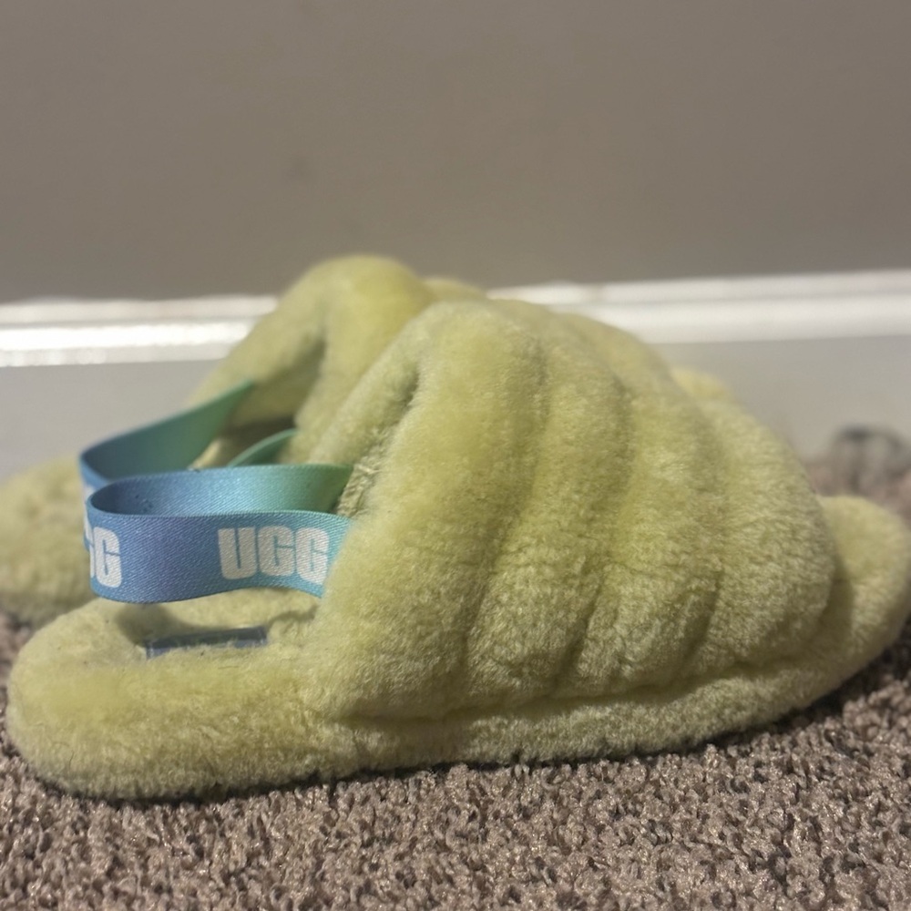 UGG Kids' Soft Yellow Slippers with Blue Strap